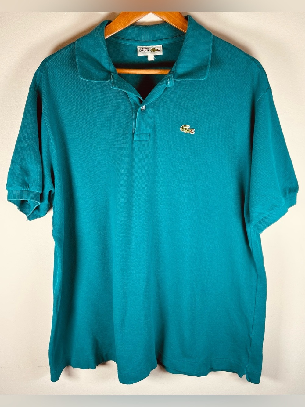 Vintage Chemise Lacoste Men’s Polo Shirt Sz L Aqua Teal Blue Australia SS Pique